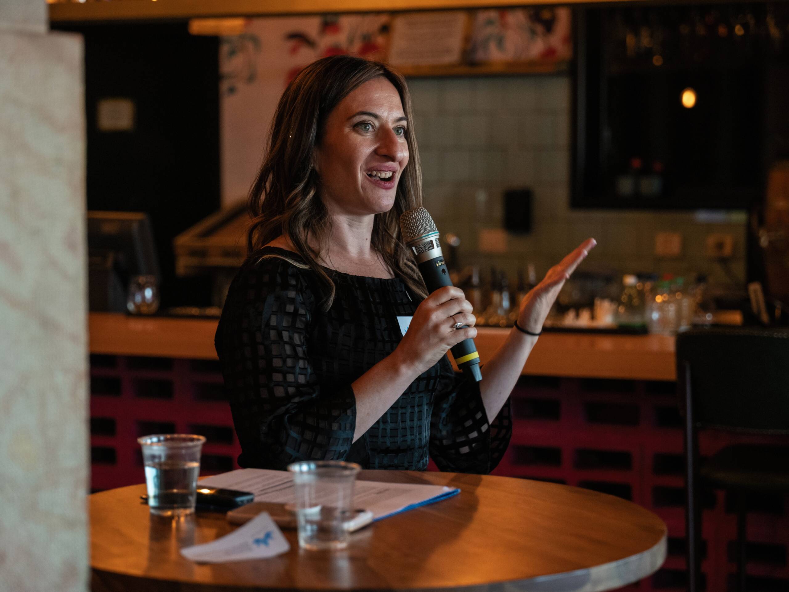 Woman with microphone